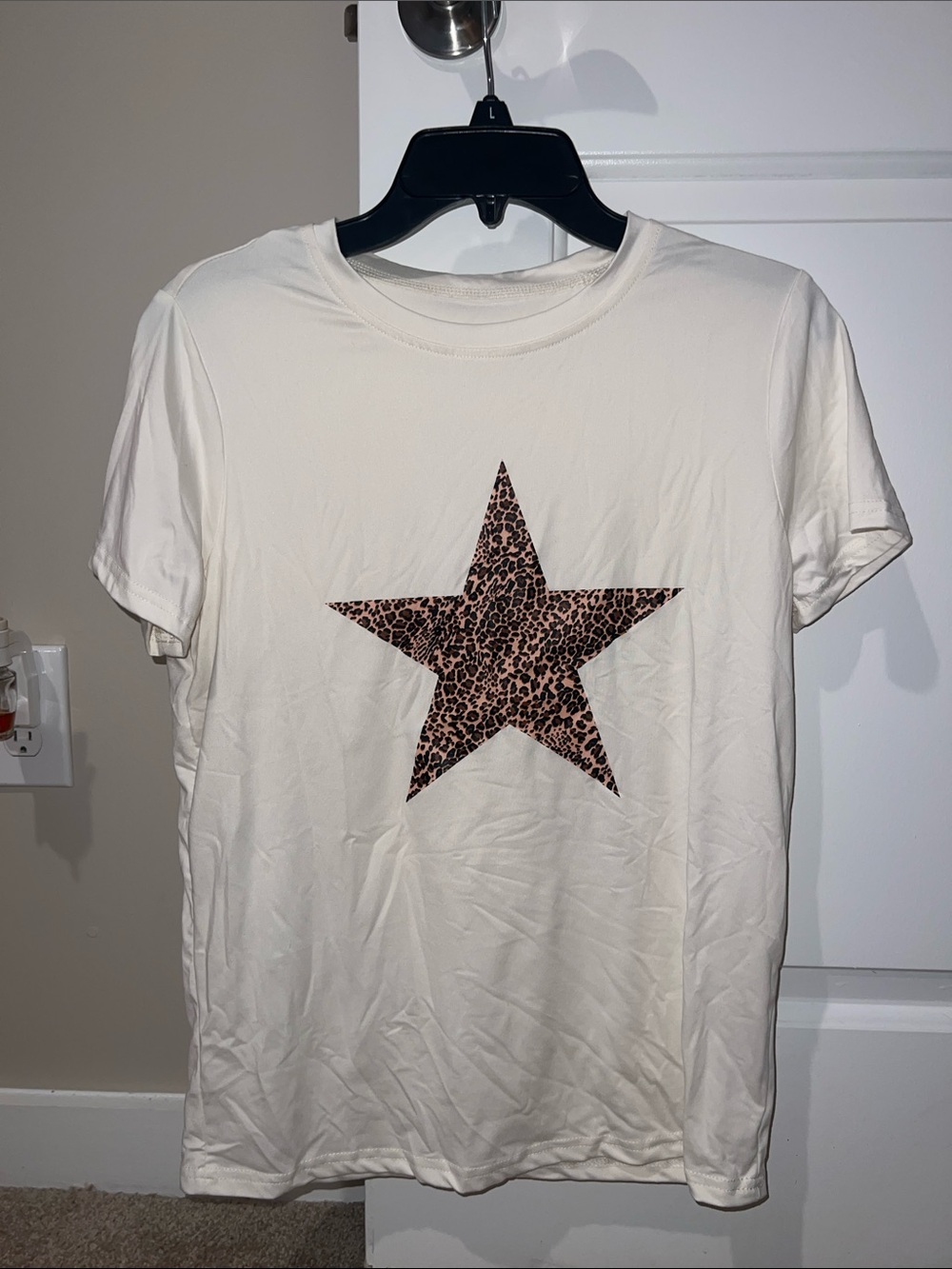 Cream Men's Graphic Tee with Leopard Star